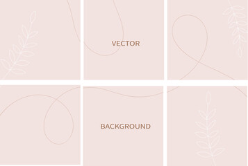 Set of vector abstract background with copy space for text. Design for social media, insta story, card, invitation, feed post. Doodle style. Instagram square flyer banner