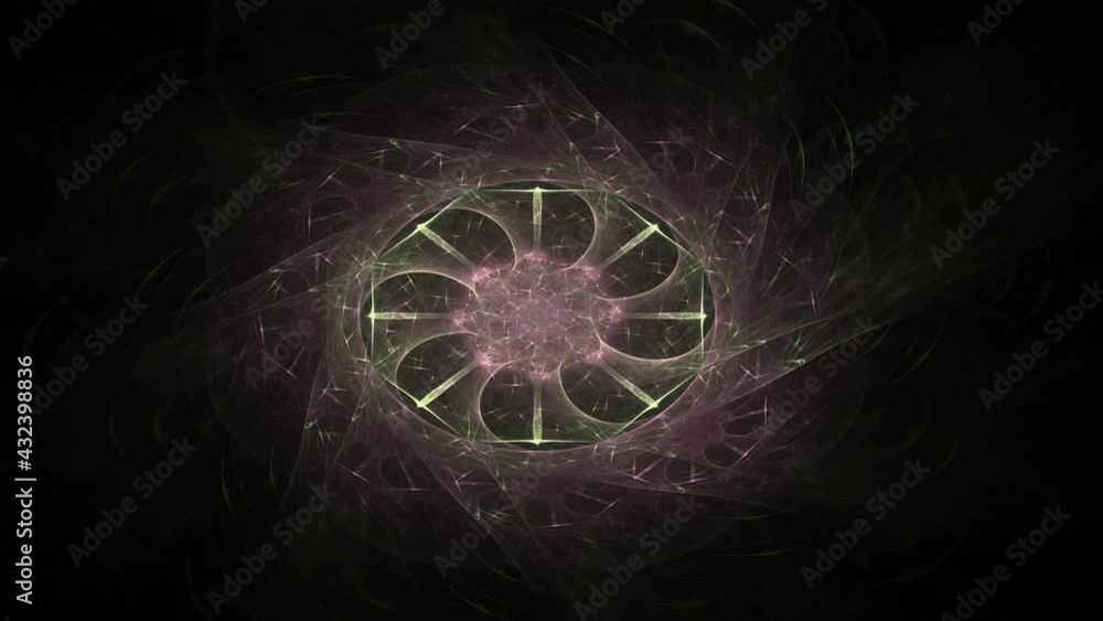 Poster abstract 4k motion background explosion with particles and sphere. atom science technology, energy c
