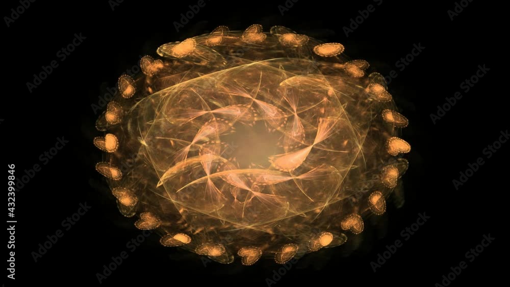 Poster abstract 4k motion background star core with particles and sphere. atom science technology, energy c