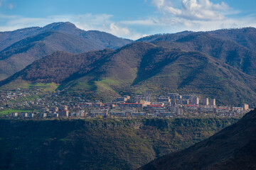 Naklejka premium Fabulous panoramic scene of Alaverdi town, Armenia