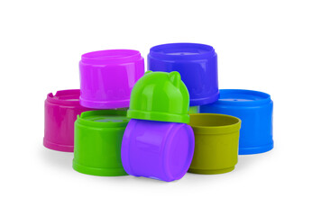 children's toys on a colored background. A place to insert text, minimalism. Baby background.