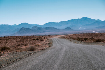 gravel road in desert