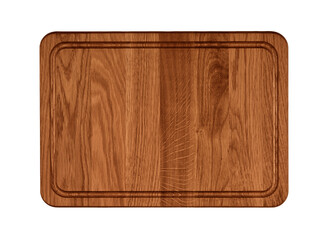 Oak wood cutting board isolated on white