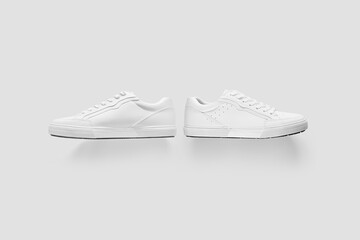 Mockup of the two sides of white generic sneakers