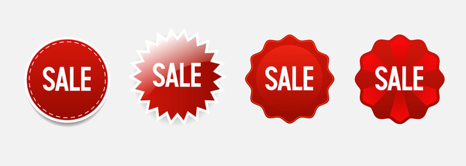 Set of stickers Sale. Red stickers sale. Sale label. Vector illustration.