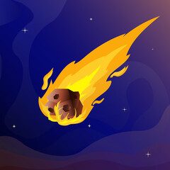 comet, comet with burning tail, cosmic body, space, asteroid, shooting star, vector © skadhi_art