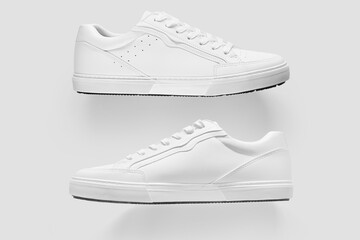Mockup of the two sides of white generic sneakers
