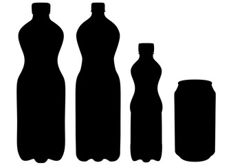 Bottled soda in the set. Vector image.