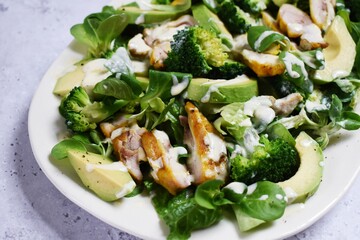 Chicken salad with green vegetables