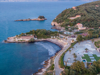 Corfu beach aerial view summer
