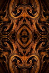 Psychedelic Abstract Background, made with Vintage Furniture, Symmetrical Kaleidoscope Mirror.