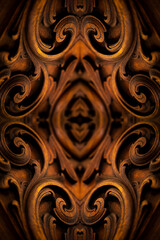 Psychedelic Abstract Background, made with Vintage Furniture, Symmetrical Kaleidoscope Mirror.