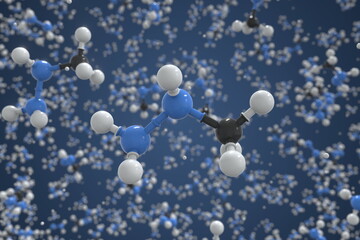 Methylhydrazine molecule made with balls, conceptual molecular model. Chemical 3d rendering