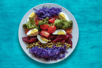 Food plate with healthy colorful salad