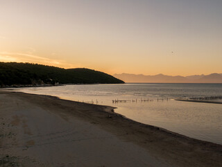 kalamaki beach corfu  sunset aerial view