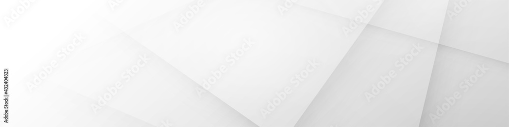 Poster white abstract horizontal banner vector background with geometric lines. modern light grey technolog