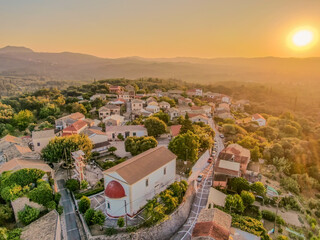 agioi douloi village sunset aerial view greece 