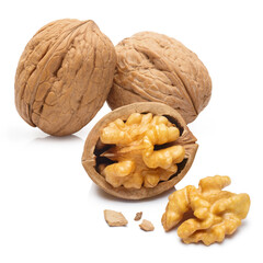 Delicious walnuts, isolated on white background