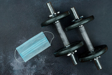 workout concept with grip cast iron olympic weight plates