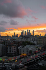 sunset over the Moscow city