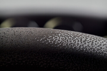 Worn Car Steering Wheel Shot Close