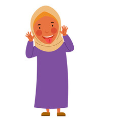 Muslim girl made a face and showed her tongue