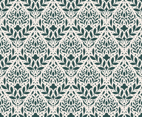 Modern floral art deco seamless pattern. Vector damask illustration with leaves. Decorative botanical background.