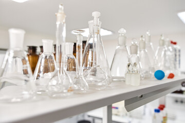 glass test tubes are hardly on the shelf in a chemical laboratory