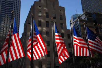 Bandeiras dos Estados Unidos em Nova York. 