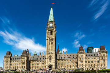 Fototapeta na wymiar Protestors in front of the Canadian Parliament
