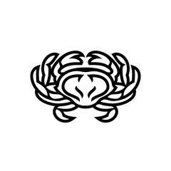 Crab icon. Black line vector isolated icon on white background. Best for menus of restaurants, cafes, bars and food courts.
