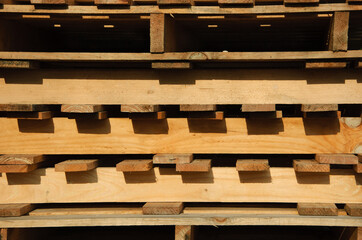 Old weathered wooden pallets background. Closeup
