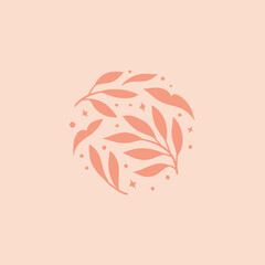 Obraz premium Vector floral elements design. Cute illustration with leaves. Modern template for social media, print, product, emblem.