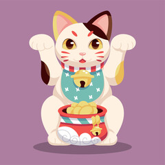 Isolated Japanese Maneki Neko Lucky cat