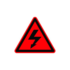 High voltage warning triangular Icon. Lightning bolt, thunder symbols or flash pictogram. Electrocution danger illustration.