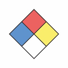 NFPA 704. Fire diamond. Risk identification sign. Hazardous materials.