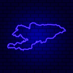 Kyrgyzstan neon sign on brick wall background