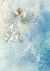 Angel. Watercolor background, design element