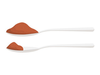 Ground cinnamon on a spoon. Vector illustration isolated on white background. Illustration for the menu, website, recipes and more. - obrazy, fototapety, plakaty