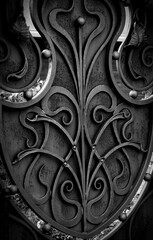 Modern decorative wrought iron doors of a private house, under the influence of nature