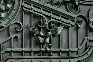 Decorative forged ornaments of metal gates