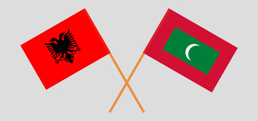 Crossed flags of Albania and Maldives