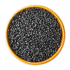 raw whole black urad beans in round bowl cutout