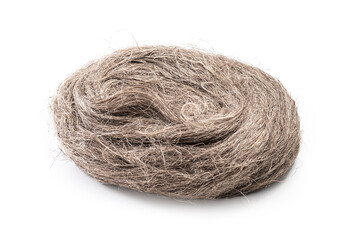 oakum isolated. Hemp fiber. Thread sealing. Raw flax fiber engineering plumbing seal for pipes, taps and joints