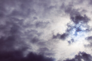 Fototapeta na wymiar Cumulus clouds. Beautiful dark blue dramatic sky. Free space for lettering.
