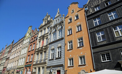Row of historic tenement - Gdansk, Poland