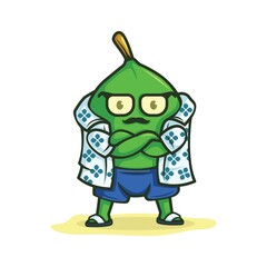 lime mascot character on the beach vector illustration