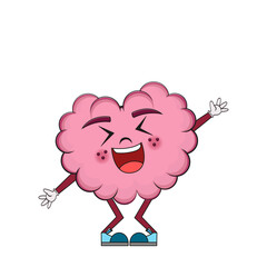 Isolated cartoon of a happy brain