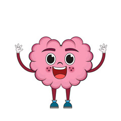 Isolated cartoon of a happy brain
