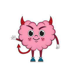 Isolated cartoon of an evil brain
